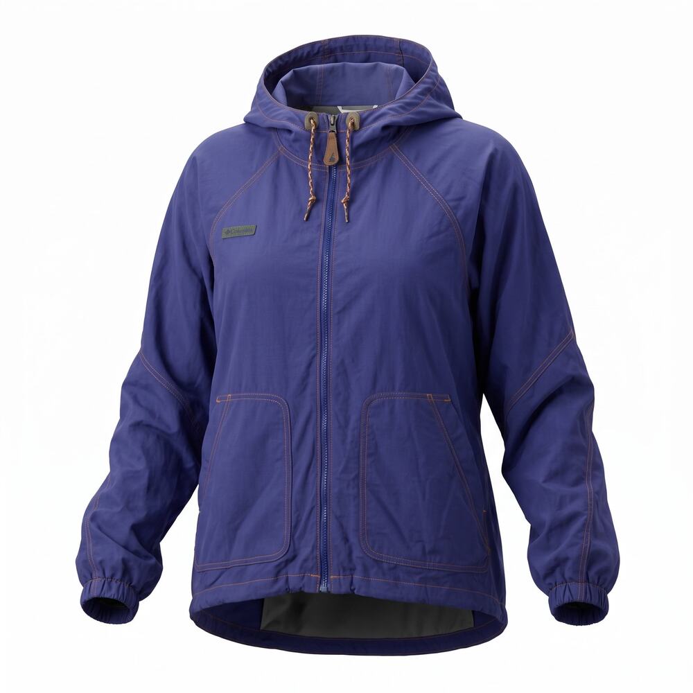 Columbia Sportswear Women’s L Purple Blue Hooded Windbreaker Jacket Vintage